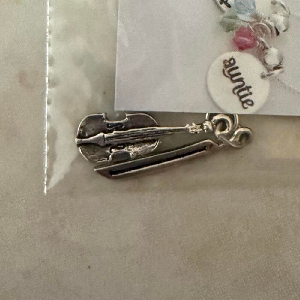 NWT Littlefield Lane Sterling Silver Violin & Bow necklace bracelet Charm